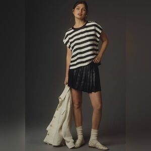 *NWT* Anthropologie Black and White Striped Back-buttoned Blouse